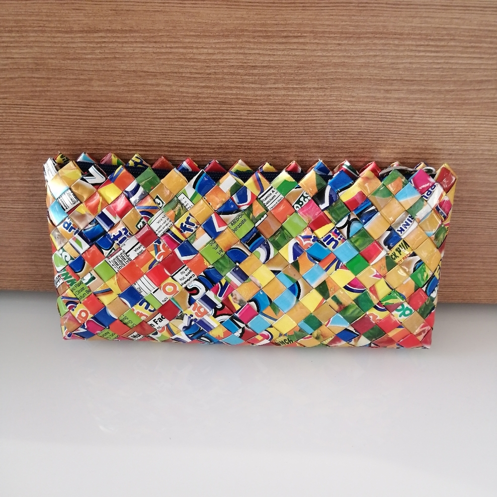 Recycled Woven Candy Wrappers Small Bag, Clutch, Wallet, or Travel Case